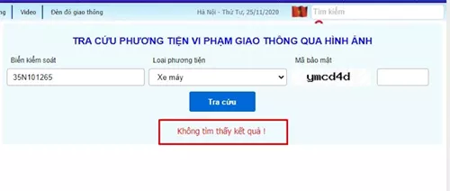 Xe Ô Tô Không Vi Phạm, Hệ Thống Sẽ Trả Về Dòng Thông Báo “Không Tìm Thấy Kết Quả”