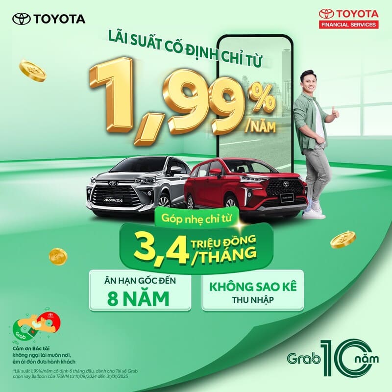 You Are Currently Viewing Tài Chính Toyota Hỗ Trợ Mua Xe Với Lãi Suất Ưu Đãi Cho Tài Xế Grab