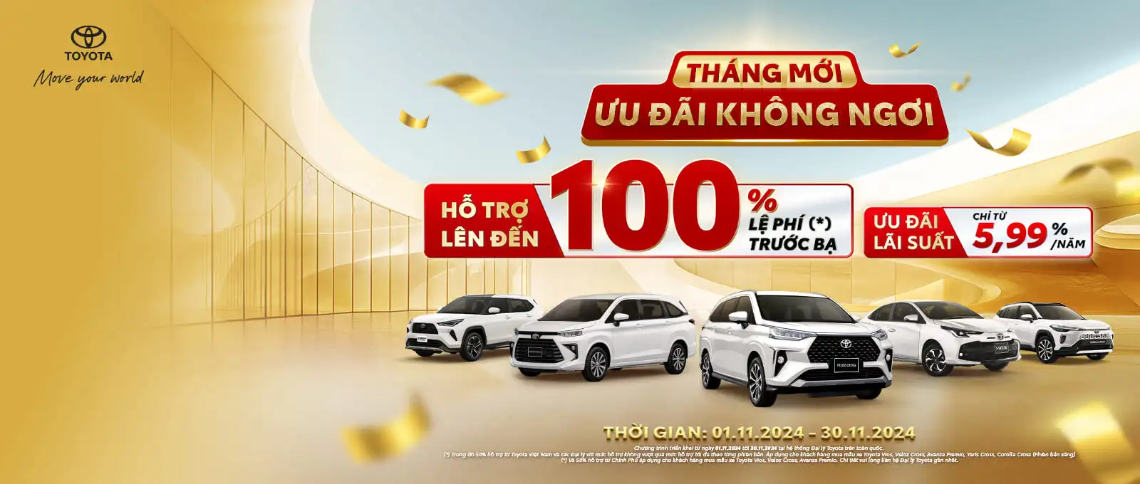 Banner Khuyến Mãi 100% Trước Bạ Toyota 11-2024